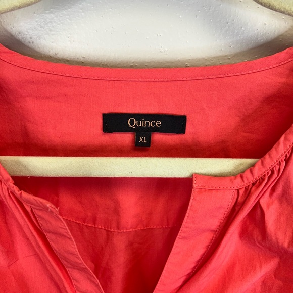 Quince Womens XL Vibrant Tiered 100% Organic Cotton Coral Maxi Dress Boho Poplin - Picture 7 of 13